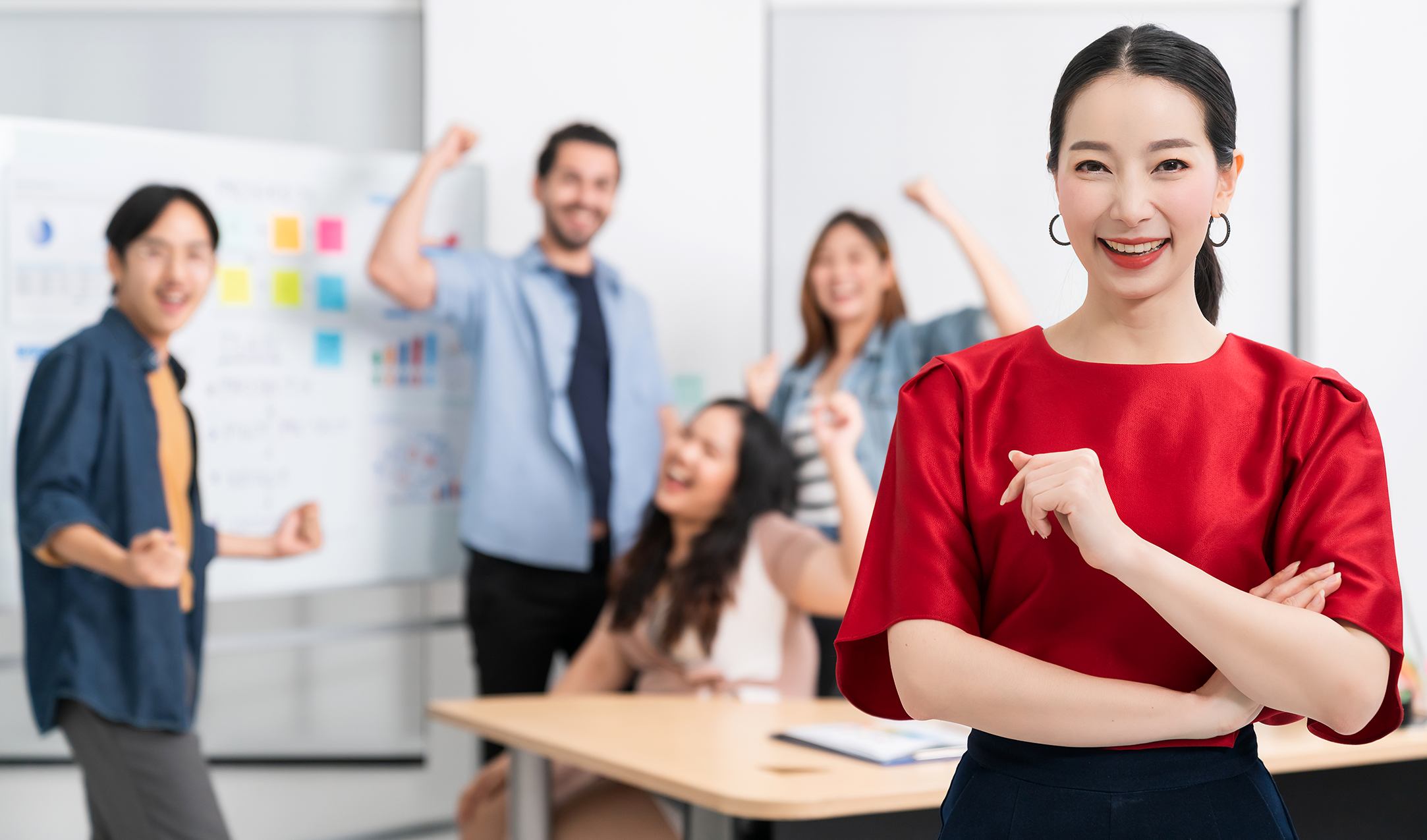 Professionals working together in an office setting